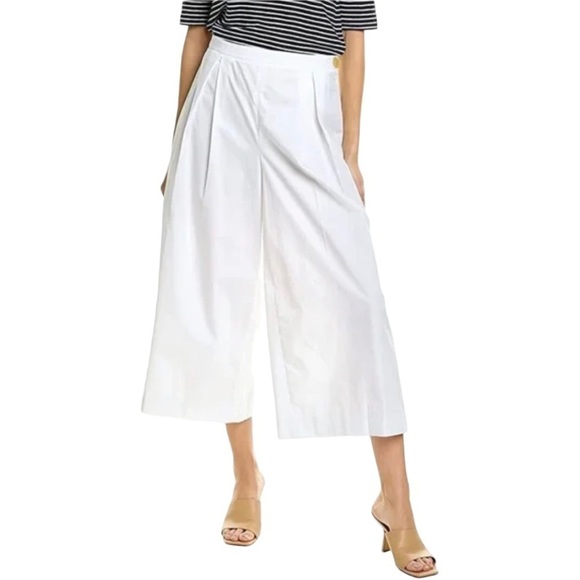 NWT VINCE Size 2 White Pleated Culotte Crop Wide Leg Pants - Picture 1 of 7